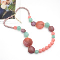 2021 winter and autumn series long acrylic and resin green and rose red beaded necklace